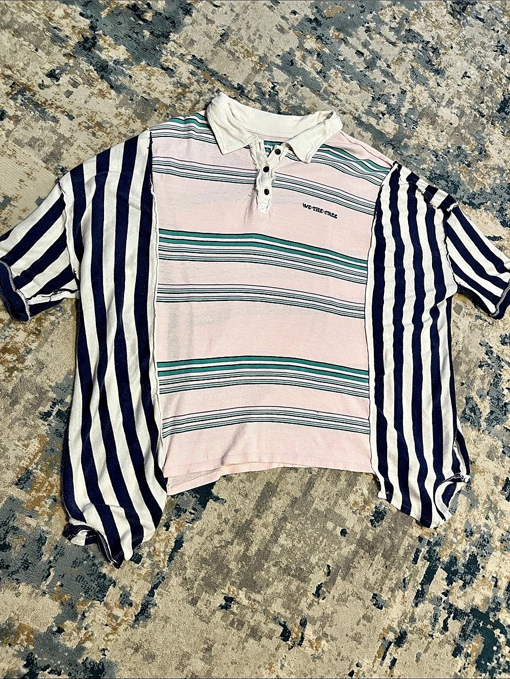 We The Free Vintage Striped Polo Top in Pink & Blue Women’s Med